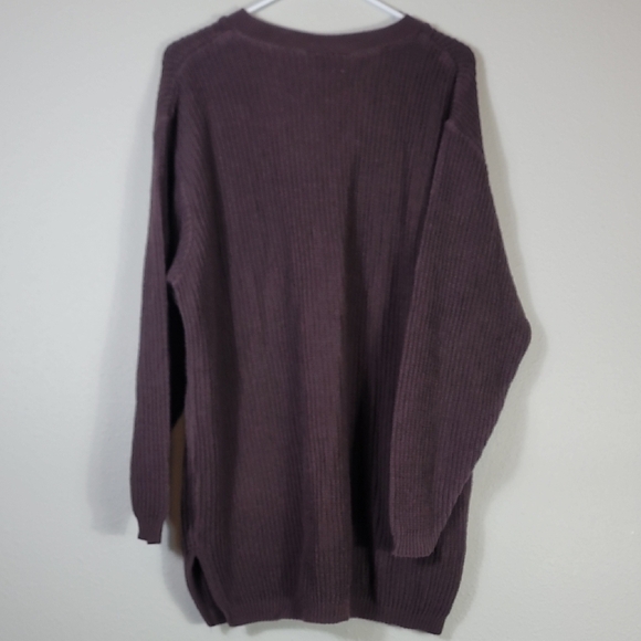 Y2K Vintage Womens Chunky Knit Sweater Pullover Size XL Brown VNeck Minimal - Picture 2 of 8